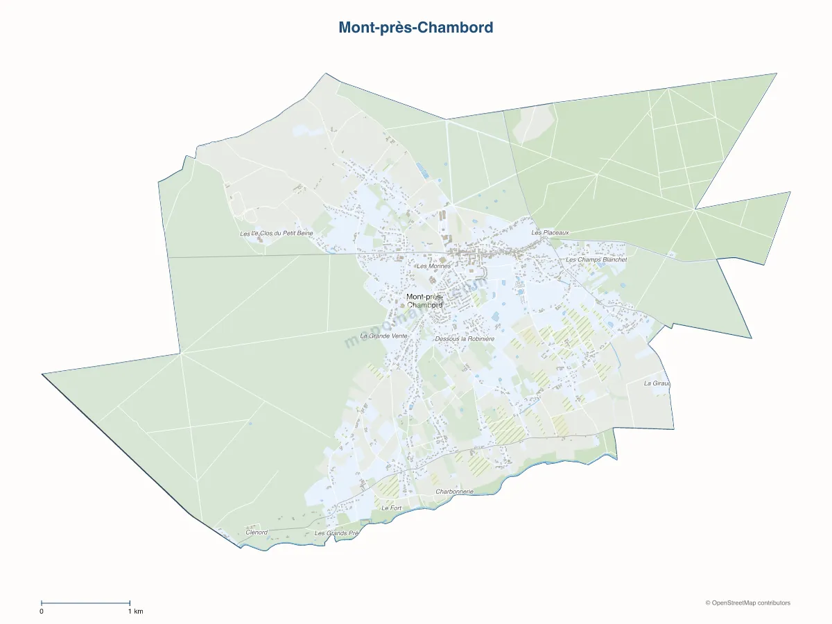 Carte de Mont-près-Chambord à personnaliser