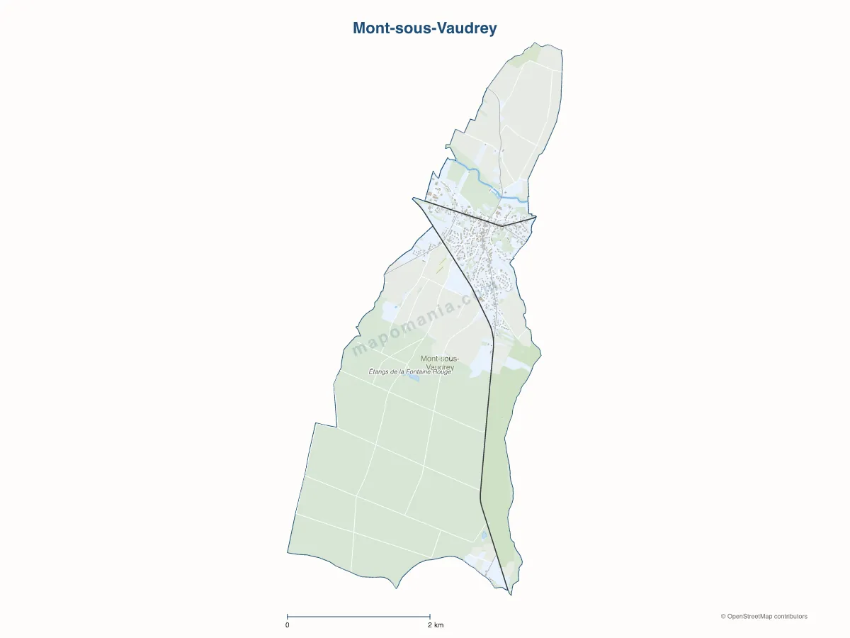 Carte de Mont-sous-Vaudrey à personnaliser