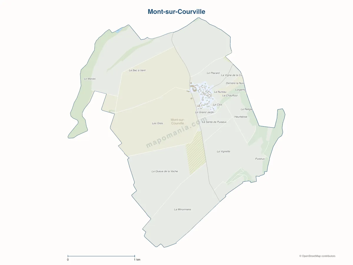 Carte de Mont-sur-Courville à personnaliser