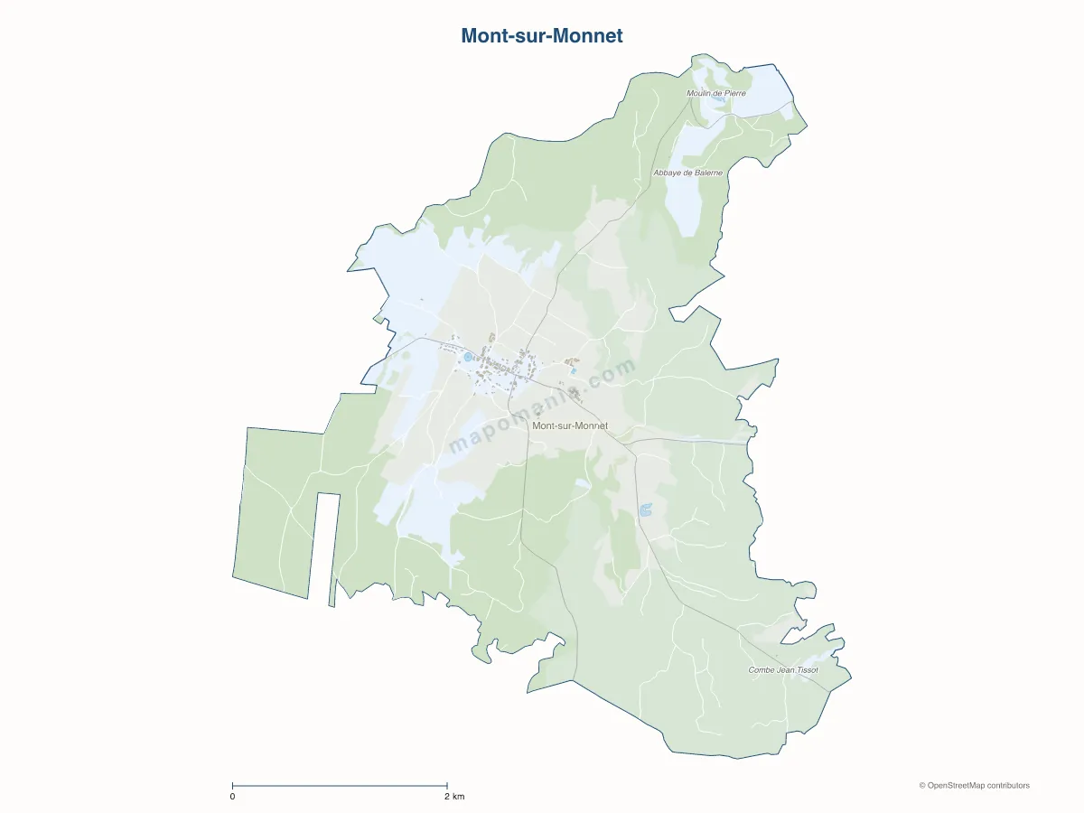 Carte de Mont-sur-Monnet à personnaliser