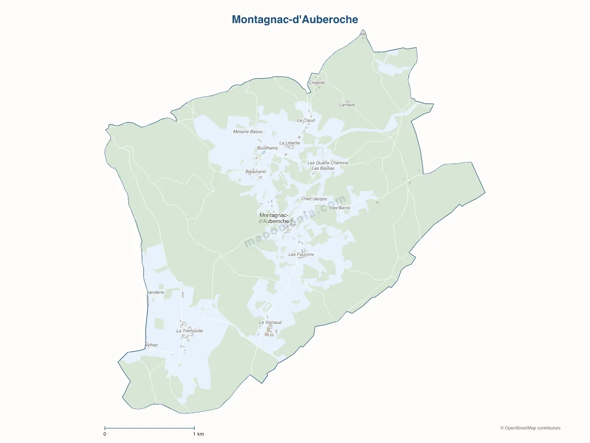 Carte de Montagnac-d'Auberoche à personnaliser