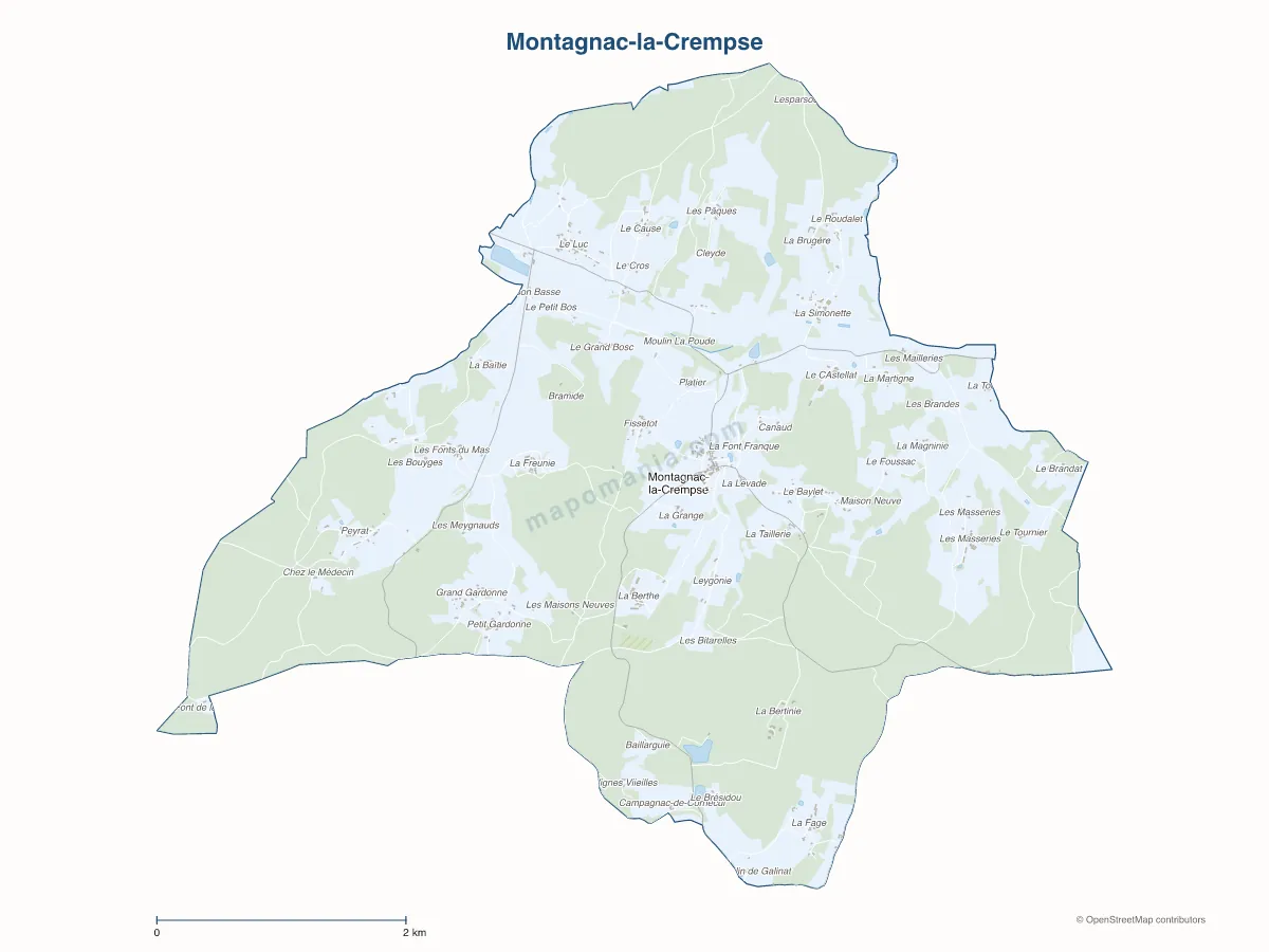 Carte de Montagnac-la-Crempse à personnaliser