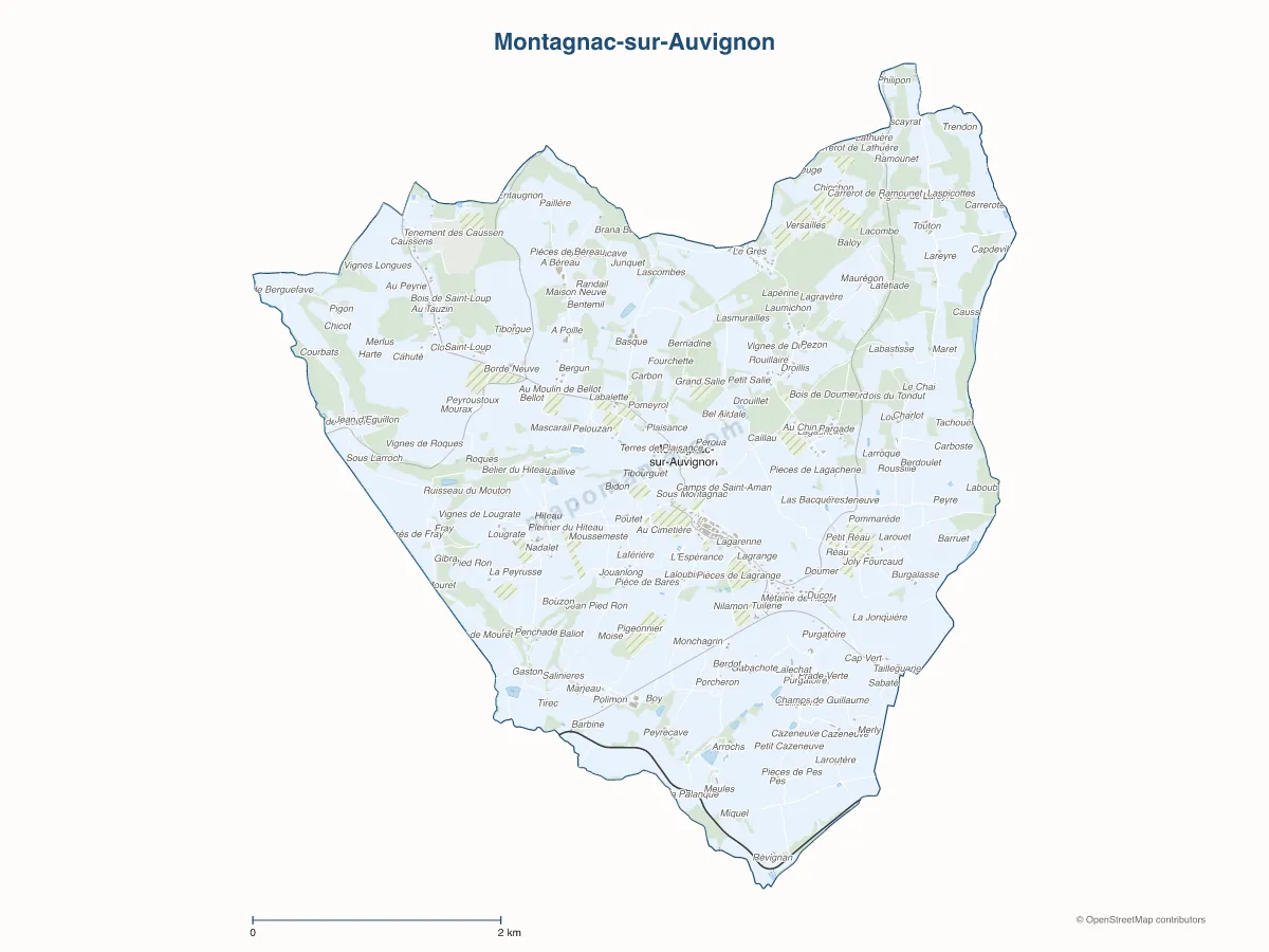 Carte de Montagnac-sur-Auvignon à personnaliser