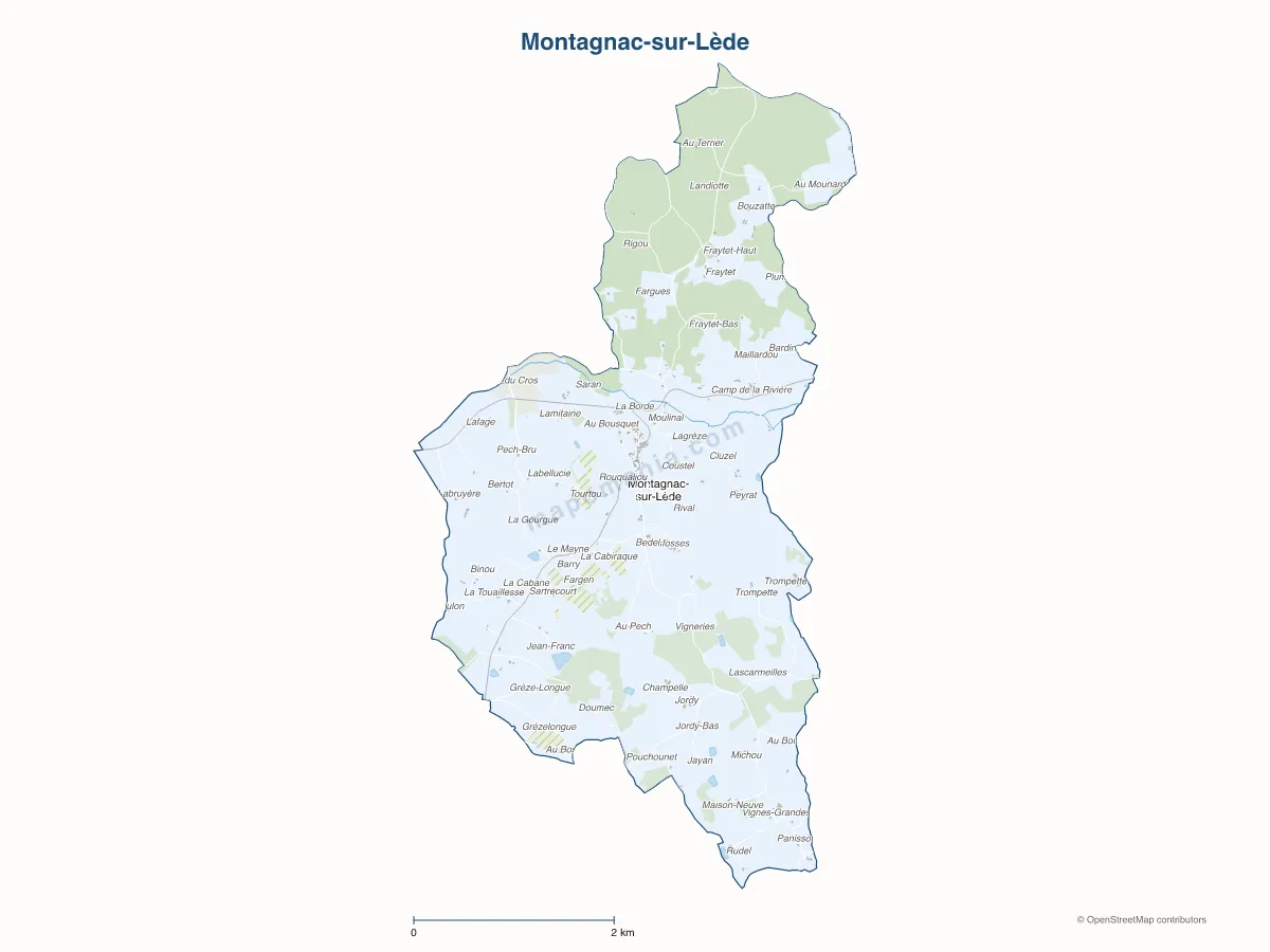 Carte de Montagnac-sur-Lède à personnaliser