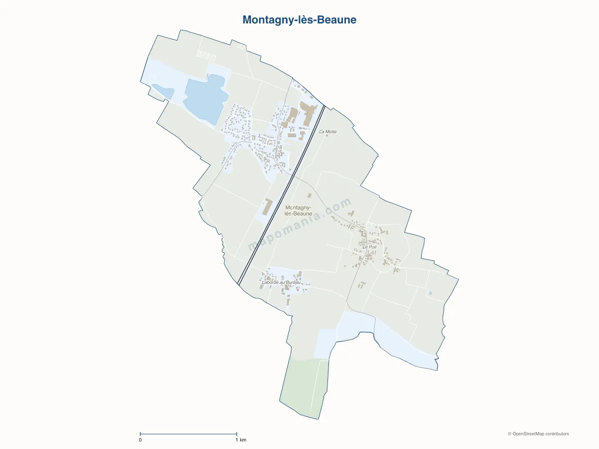 Carte de Montagny-lès-Beaune à personnaliser