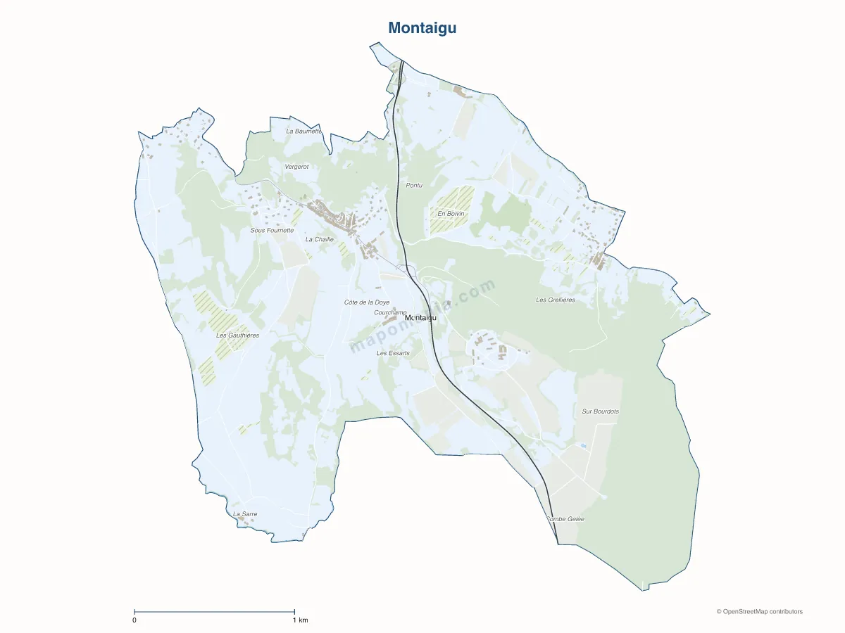 Carte de Montaigu à personnaliser
