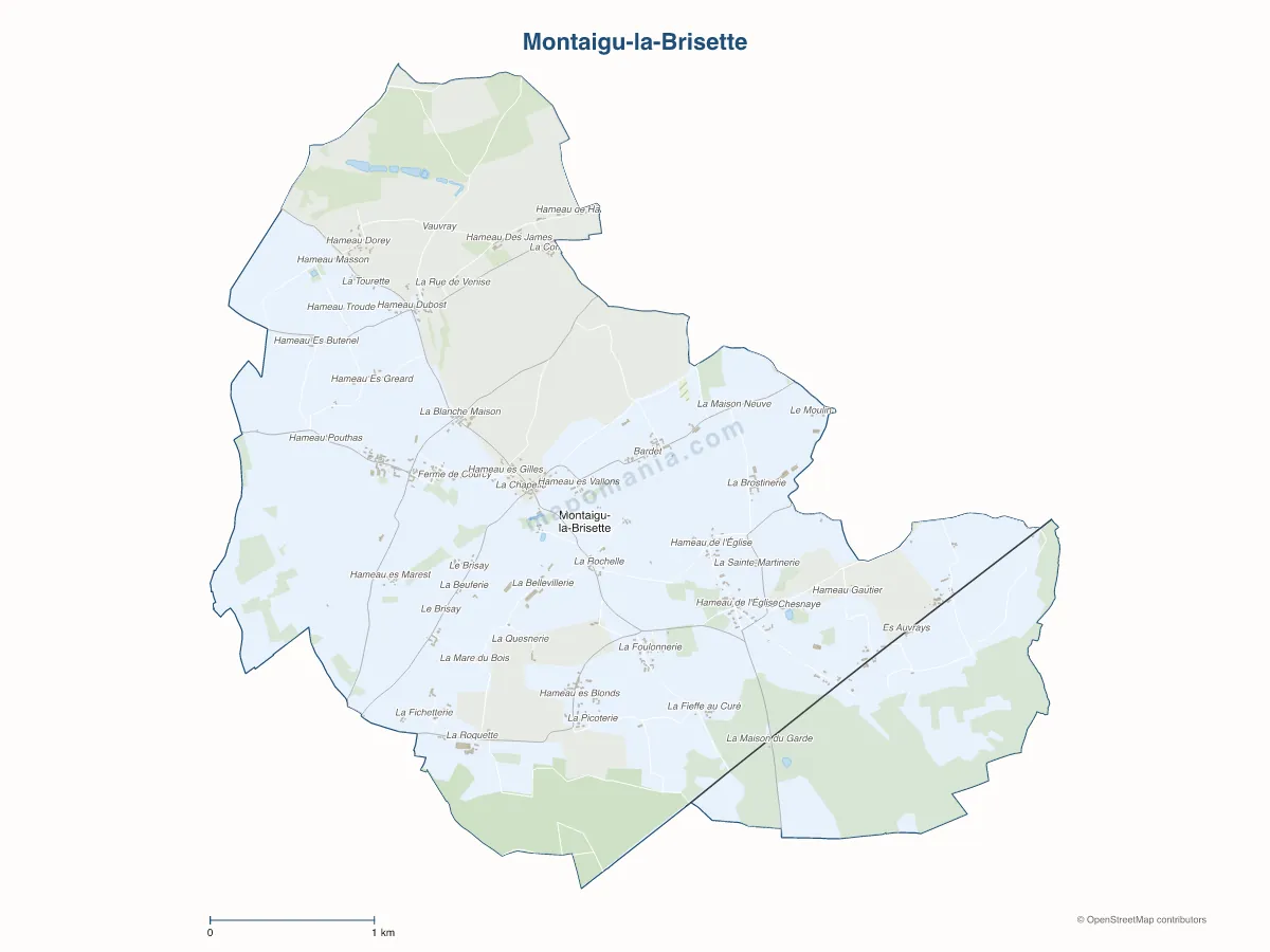 Carte de Montaigu-la-Brisette à personnaliser