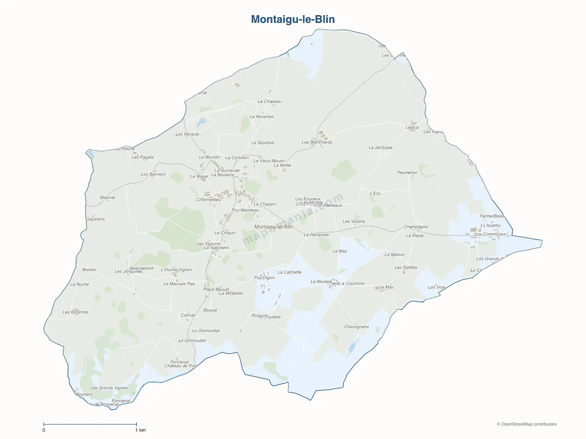 Carte de Montaigu-le-Blin à personnaliser