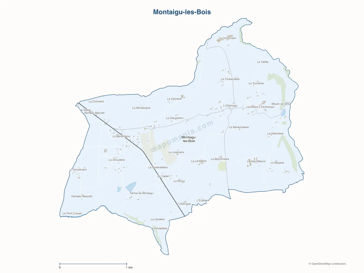 Carte de Montaigu-les-Bois à personnaliser