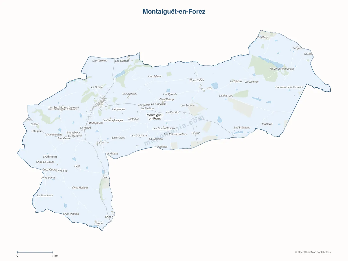 Carte de Montaiguët-en-Forez à personnaliser