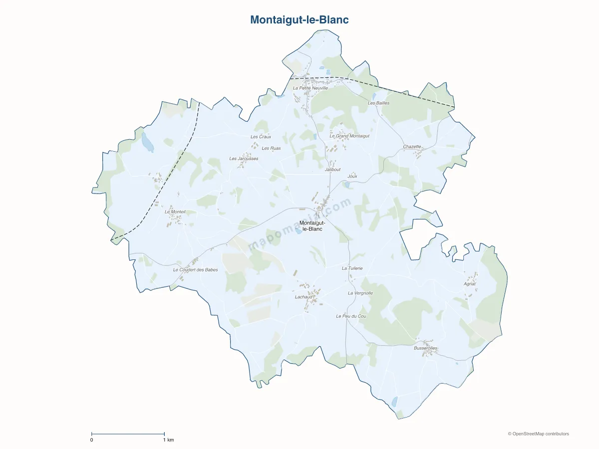 Carte de Montaigut-le-Blanc à personnaliser