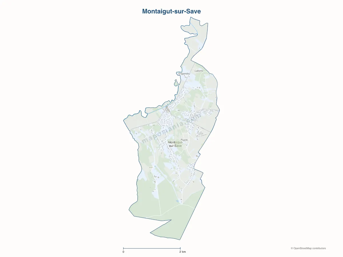 Carte de Montaigut-sur-Save à personnaliser