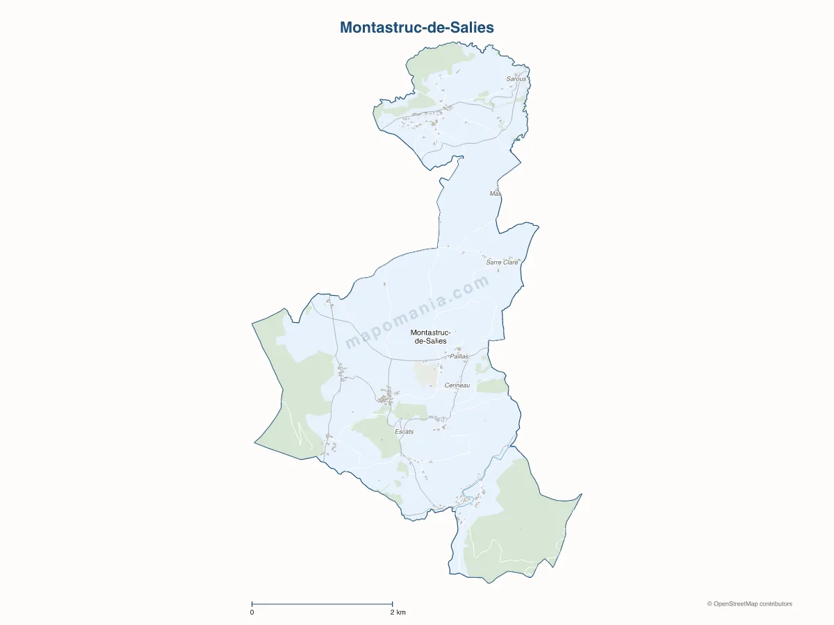 Carte de Montastruc-de-Salies à personnaliser