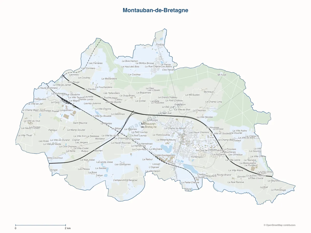 Carte de Montauban-de-Bretagne à personnaliser