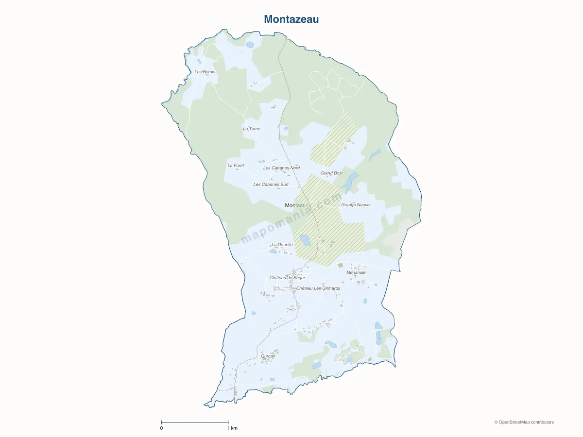 Carte de Montazeau à personnaliser