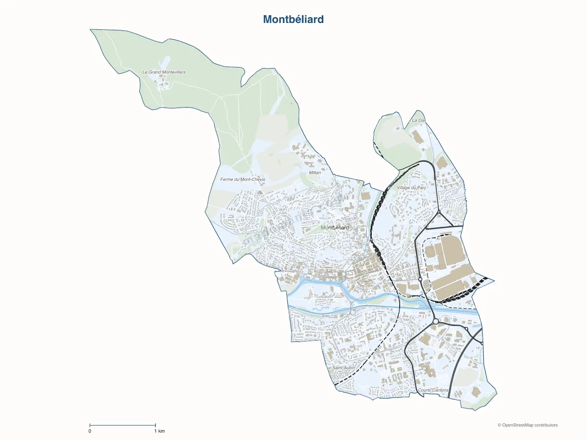 Carte de Montbéliard à personnaliser