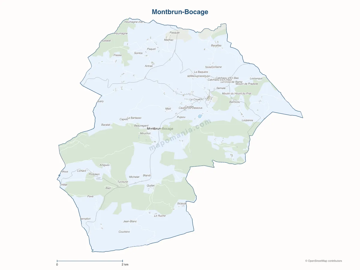 Carte de Montbrun-Bocage à personnaliser