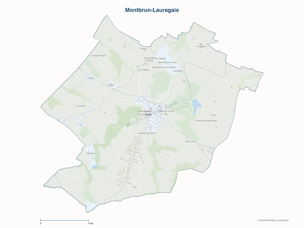 Carte de Montbrun-Lauragais à personnaliser