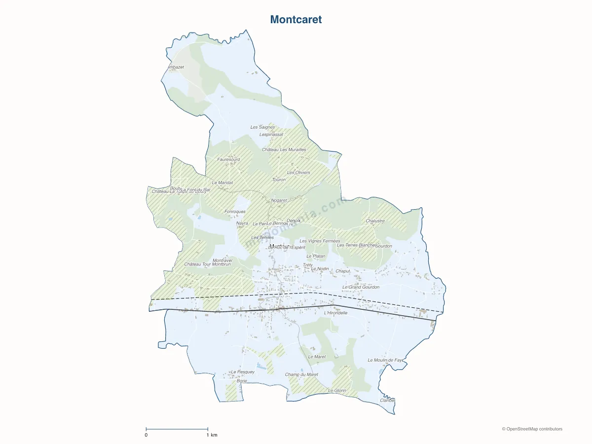 Carte de Montcaret à personnaliser