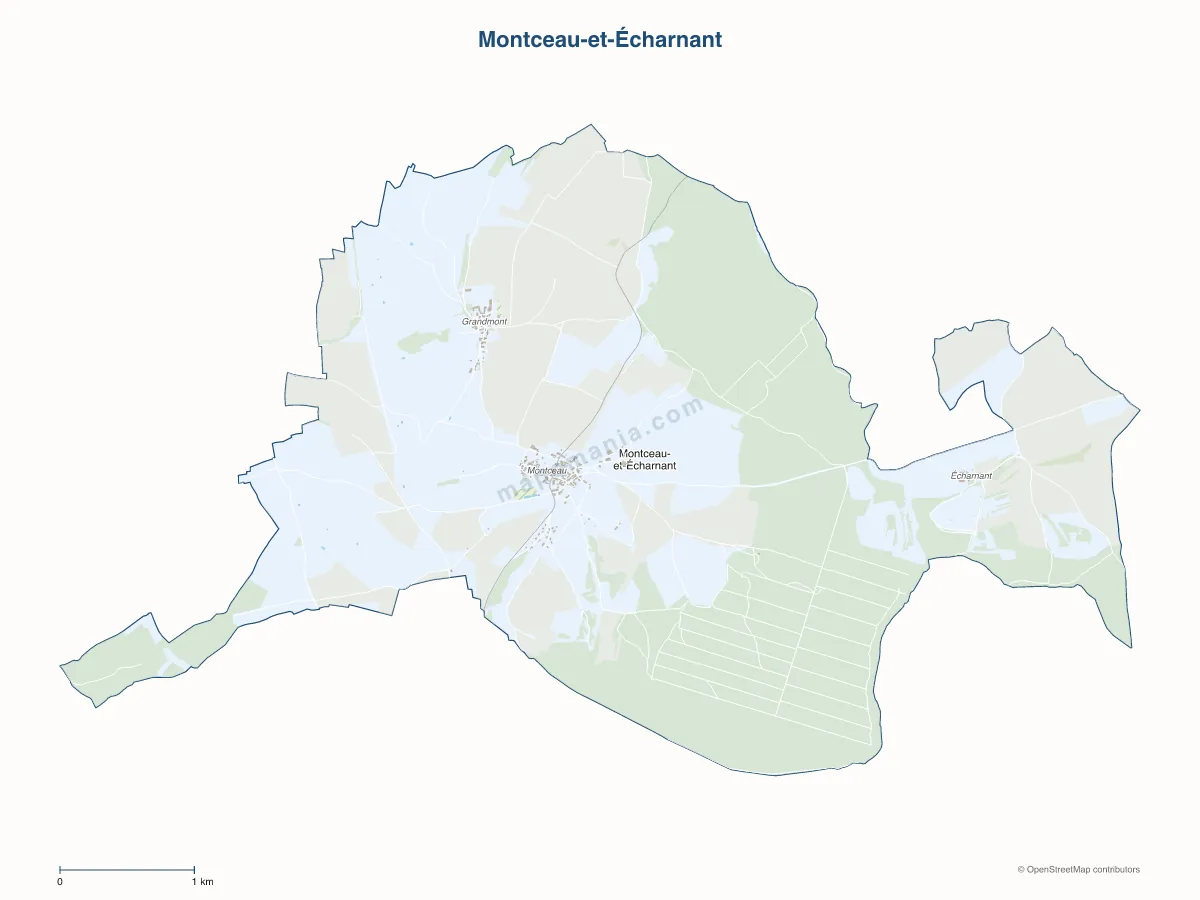Carte de Montceau-et-Écharnant à personnaliser