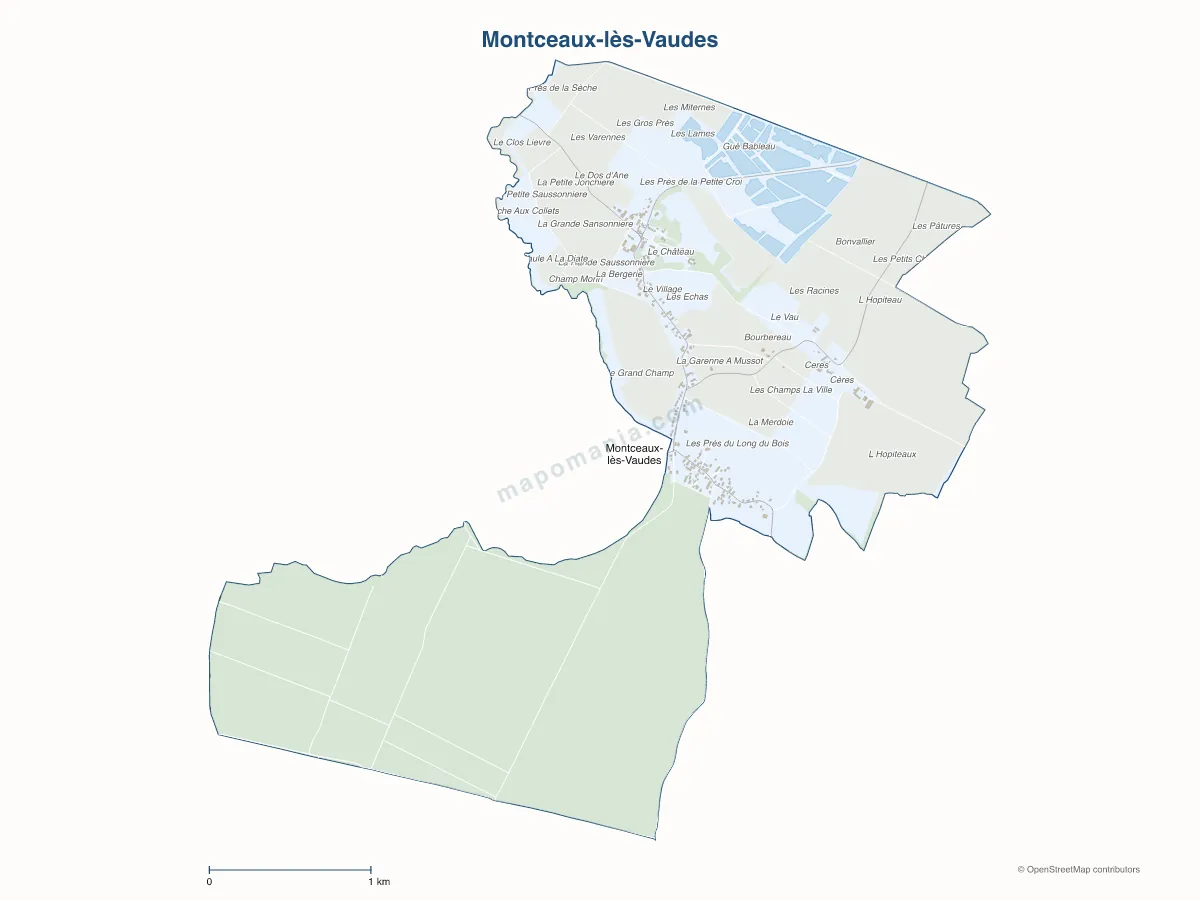 Carte de Montceaux-lès-Vaudes à personnaliser