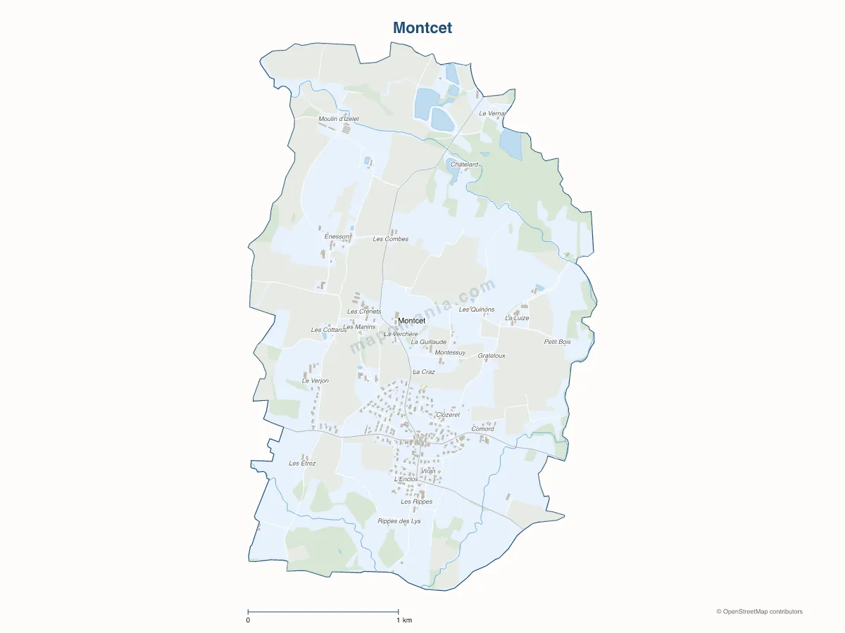 Carte de Montcet à personnaliser