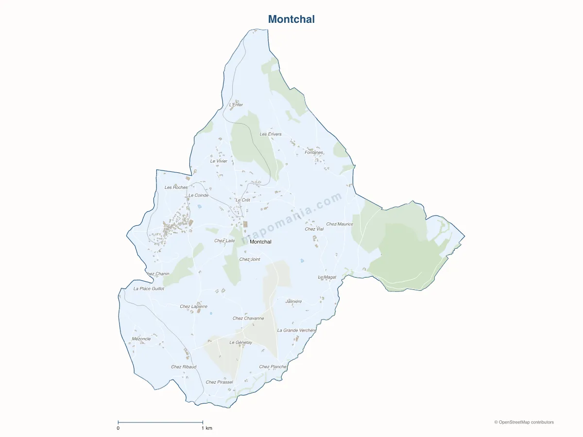 Carte de Montchal à personnaliser