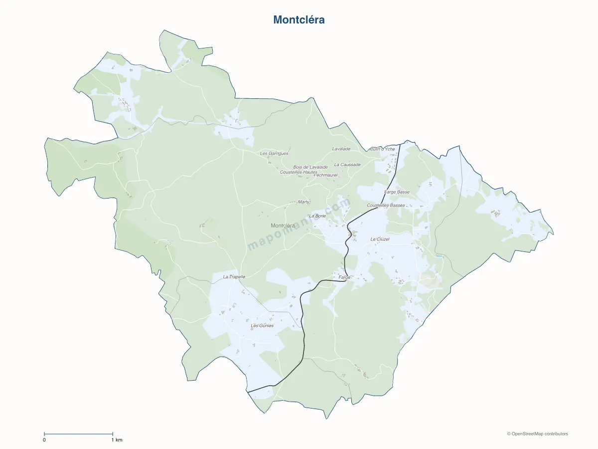 Carte de Montcléra à personnaliser