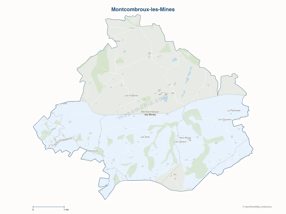 Carte de Montcombroux-les-Mines à personnaliser