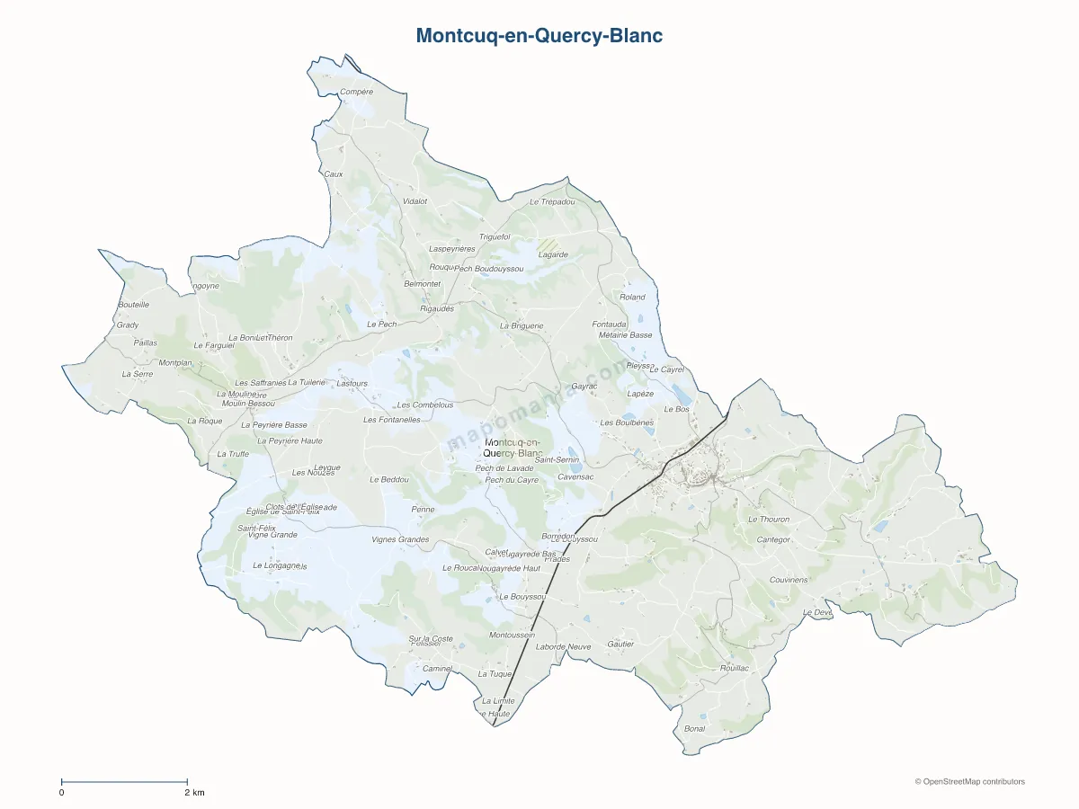 Carte de Montcuq-en-Quercy-Blanc à personnaliser