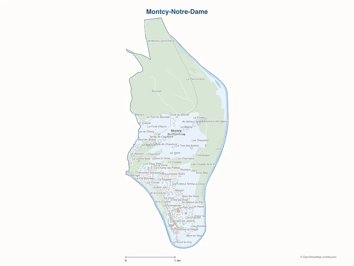 Carte de Montcy-Notre-Dame à personnaliser