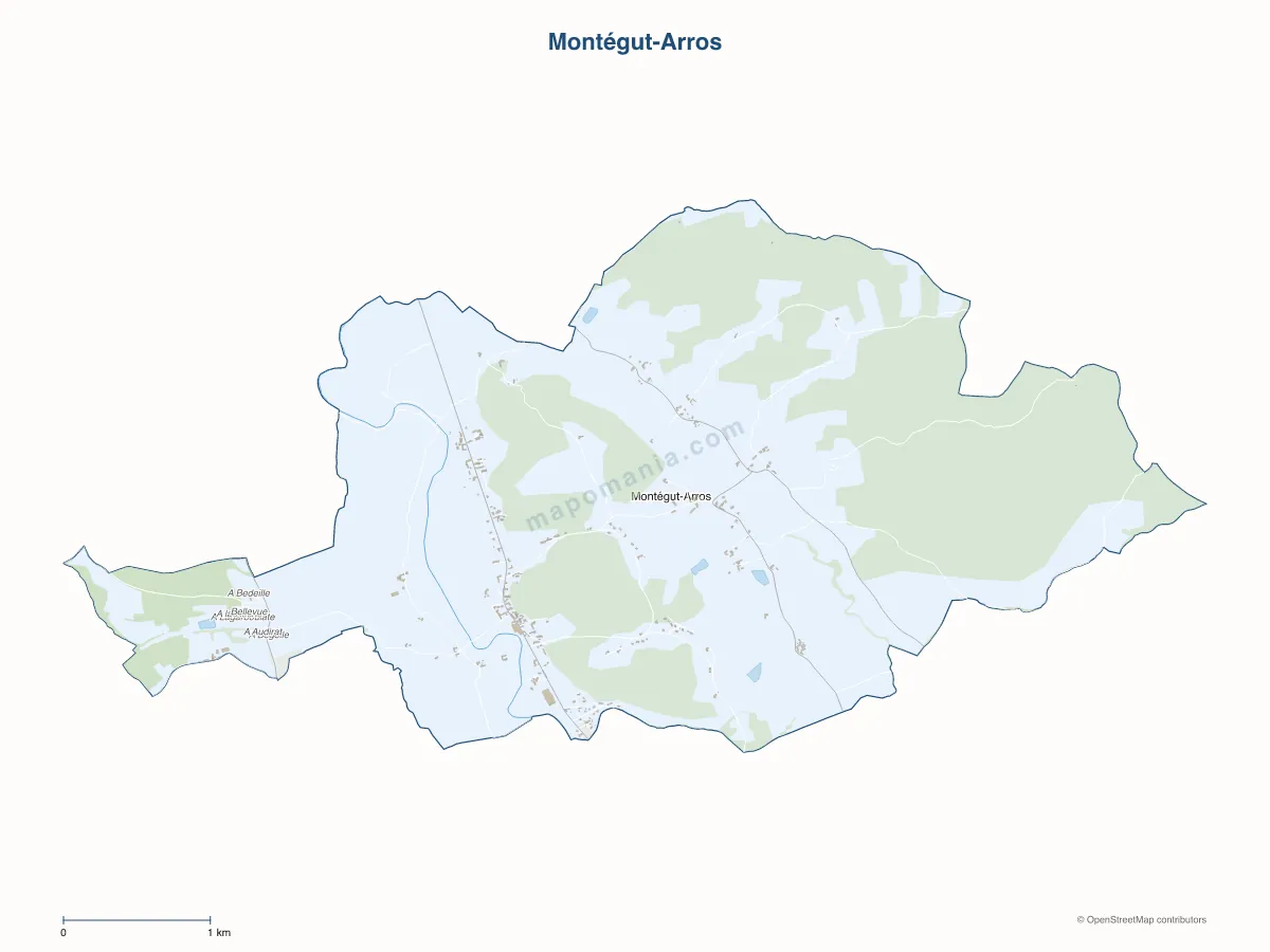 Carte de Montégut-Arros à personnaliser