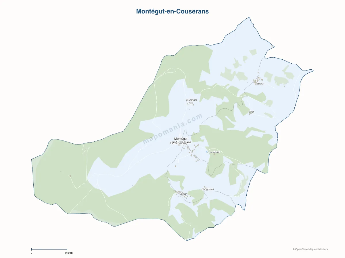 Carte de Montégut-en-Couserans à personnaliser