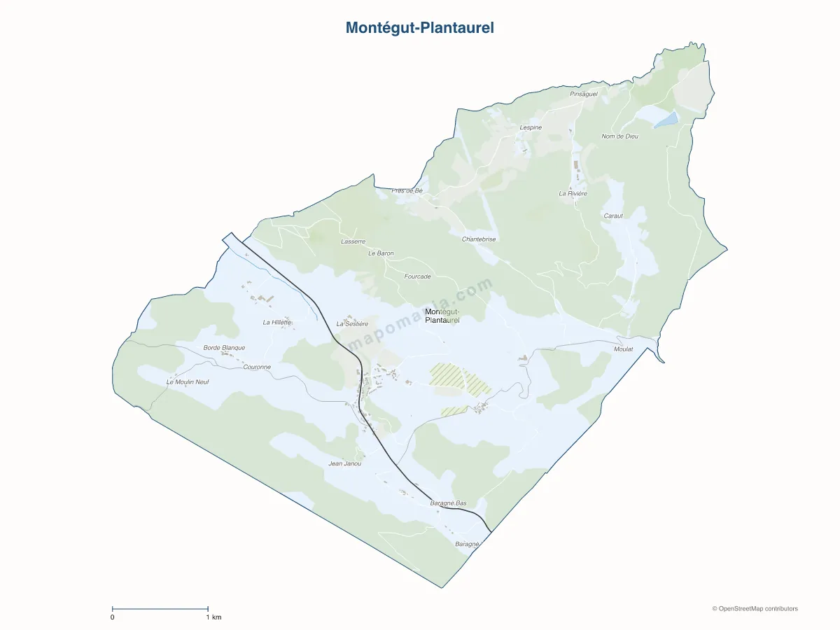 Carte de Montégut-Plantaurel à personnaliser
