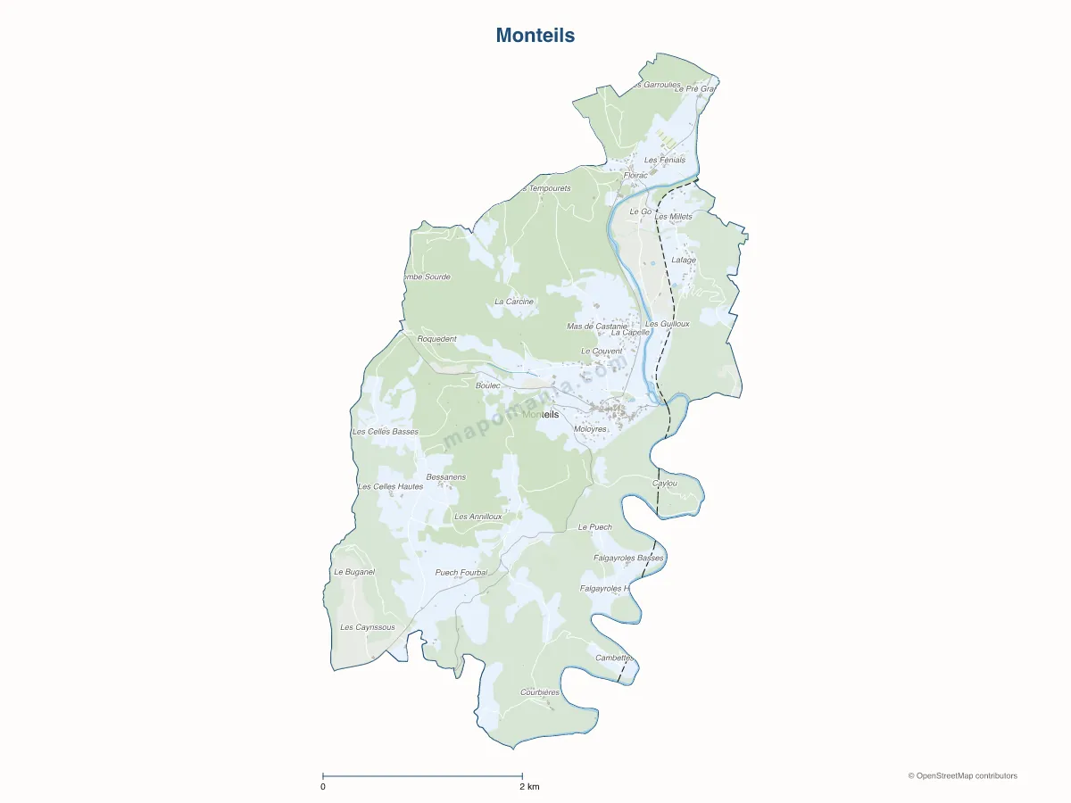 Carte de Monteils à personnaliser