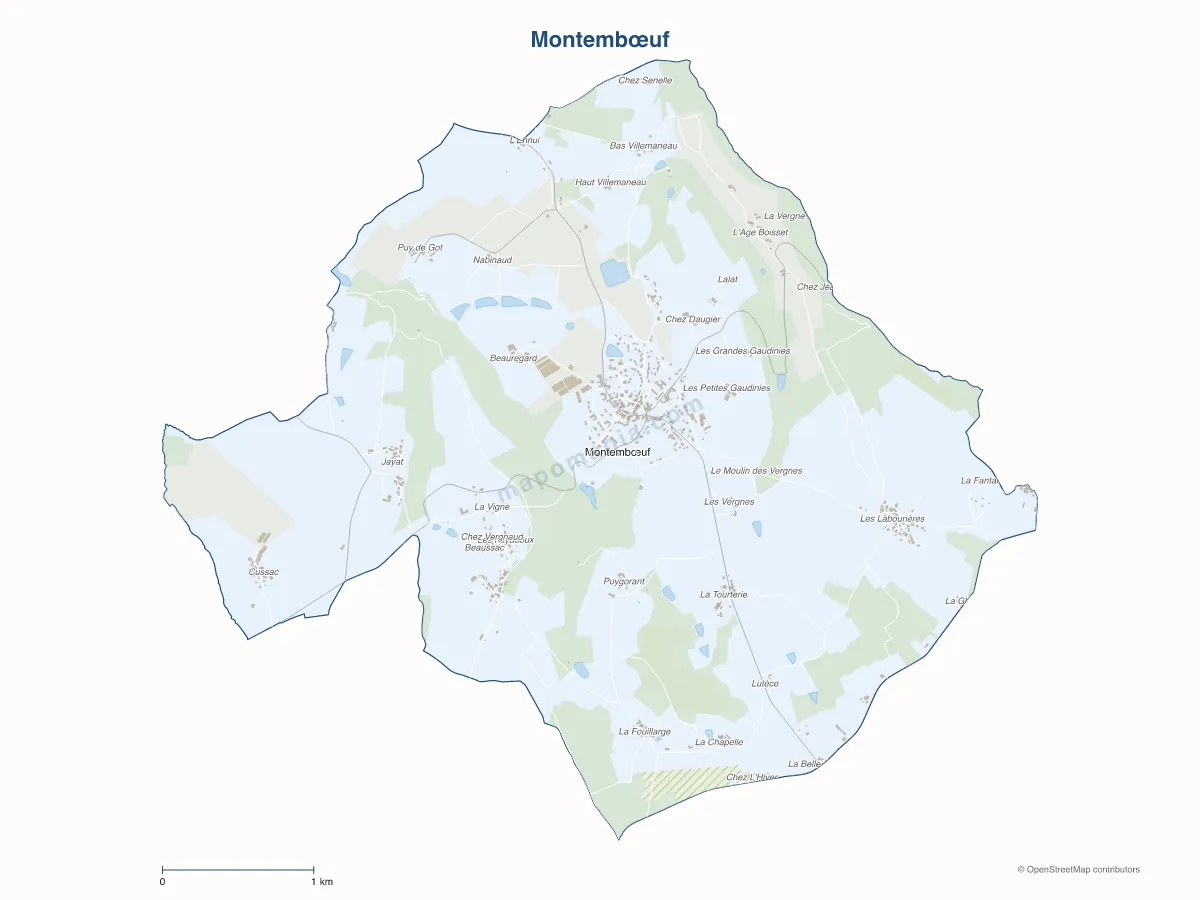 Carte de Montembœuf à personnaliser