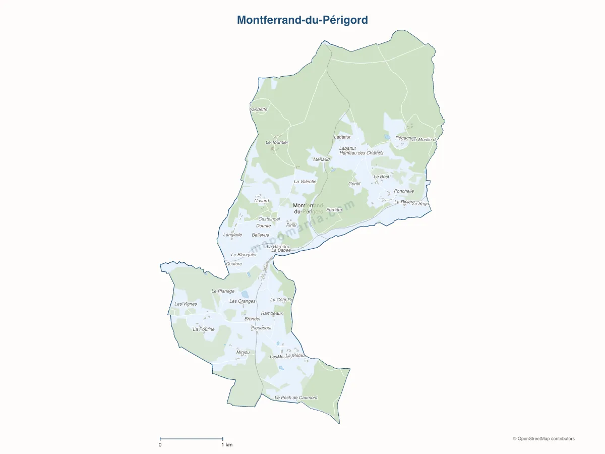 Carte de Montferrand-du-Périgord à personnaliser