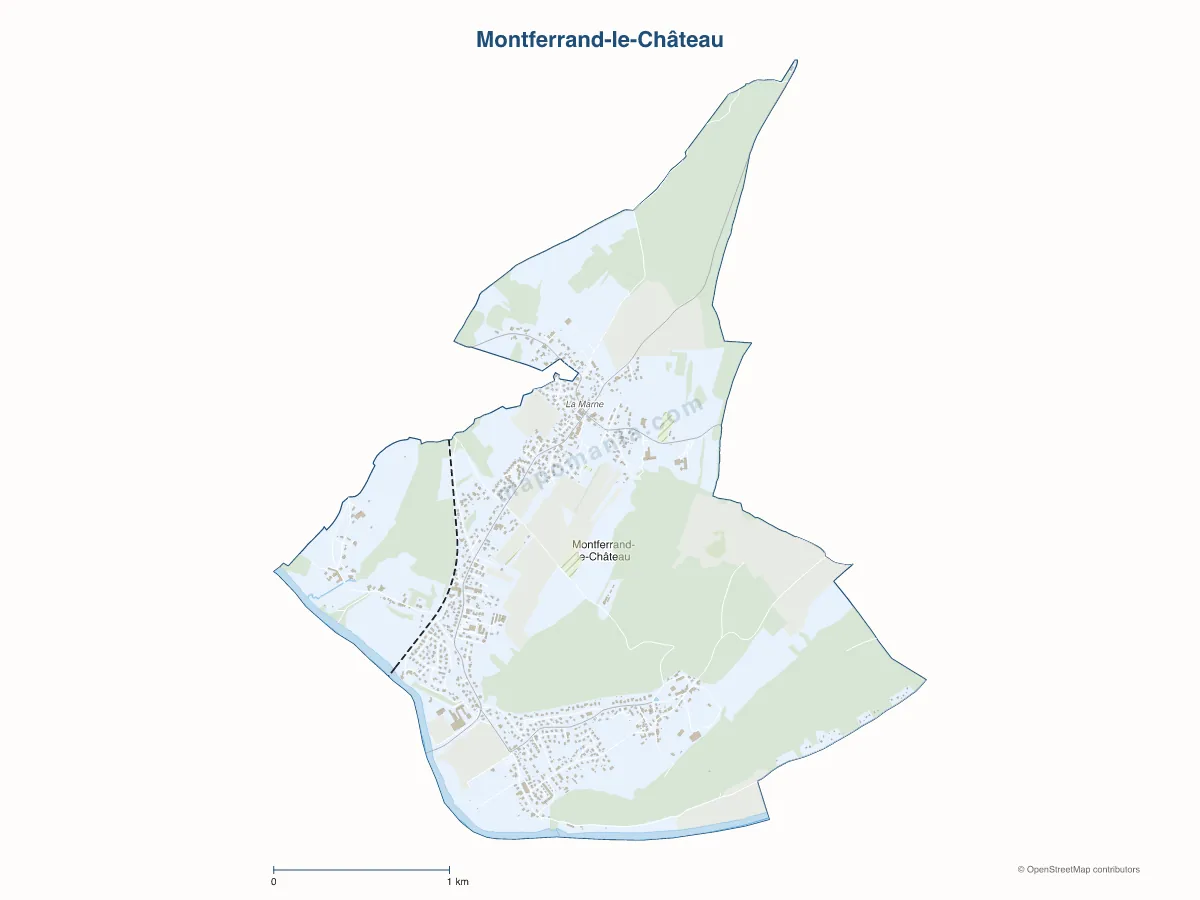Carte de Montferrand-le-Château à personnaliser