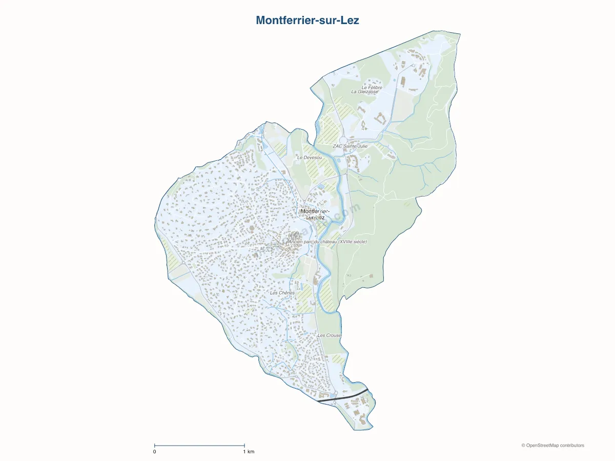 Carte de Montferrier-sur-Lez à personnaliser