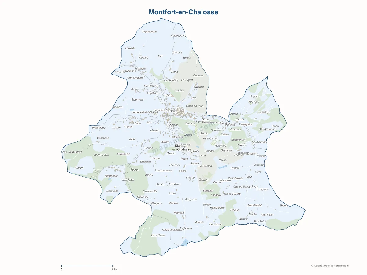 Carte de Montfort-en-Chalosse à personnaliser