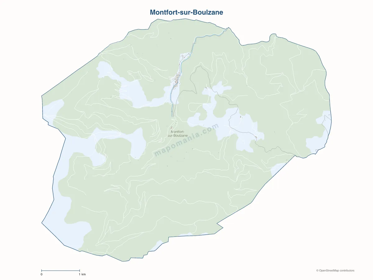 Carte de Montfort-sur-Boulzane à personnaliser