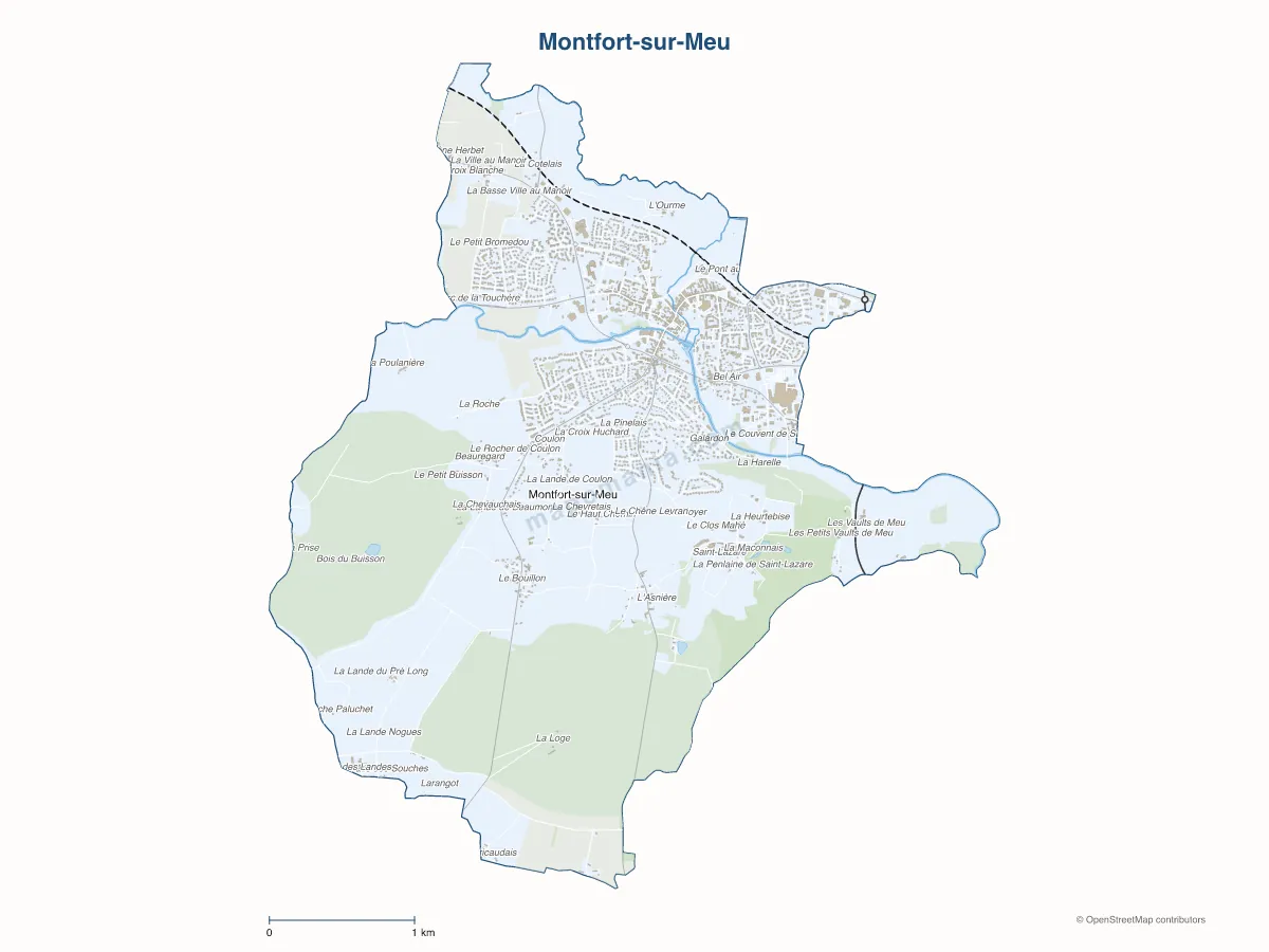 Carte de Montfort-sur-Meu à personnaliser