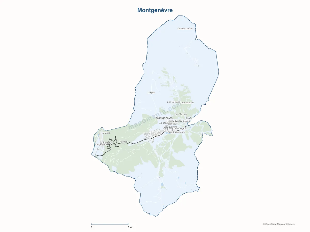 Carte de Montgenèvre à personnaliser