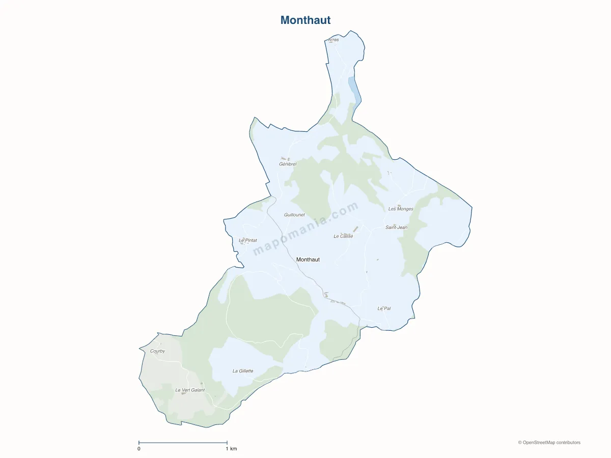 Carte de Monthaut à personnaliser