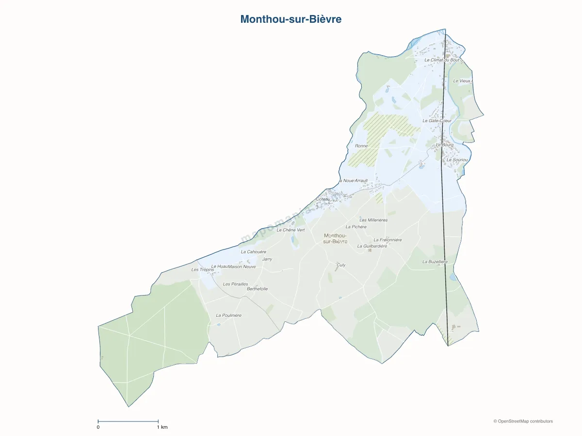 Carte de Monthou-sur-Bièvre à personnaliser