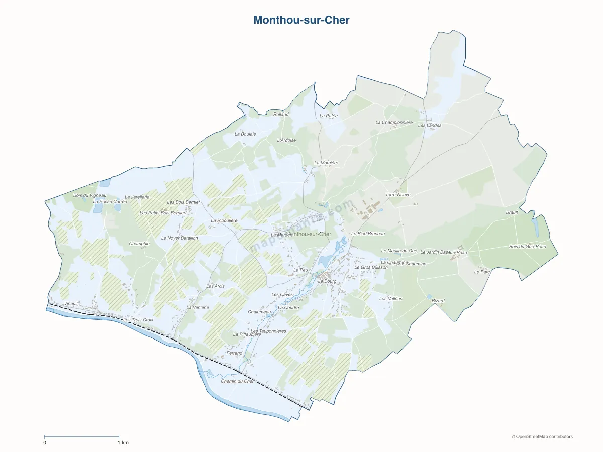 Carte de Monthou-sur-Cher à personnaliser