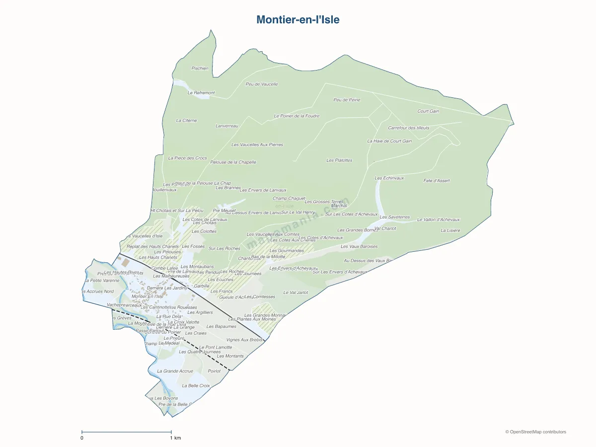 Carte de Montier-en-l'Isle à personnaliser