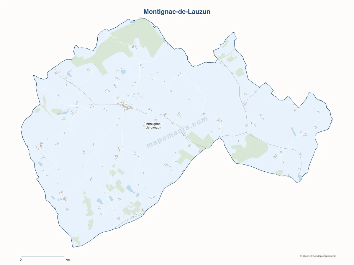 Carte de Montignac-de-Lauzun à personnaliser