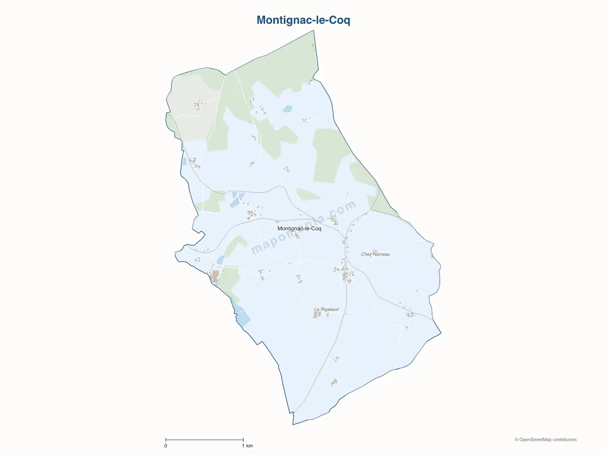 Carte de Montignac-le-Coq à personnaliser