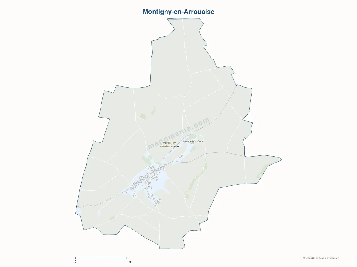 Carte de Montigny-en-Arrouaise à personnaliser